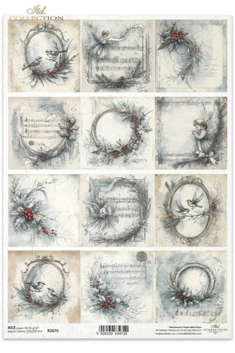 Winter's Tale Holly Birds and Angel Minis Rice Paper by ITD Collection