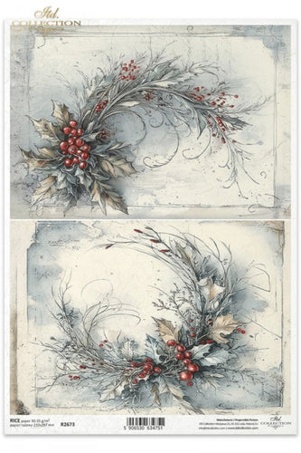 Winter's Tale Holly Berry 2 Pack Rice Paper by ITD Collection