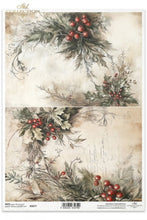 Load image into Gallery viewer, Winter&#39;s Tale Holly Sprays Rice Paper by ITD Collection