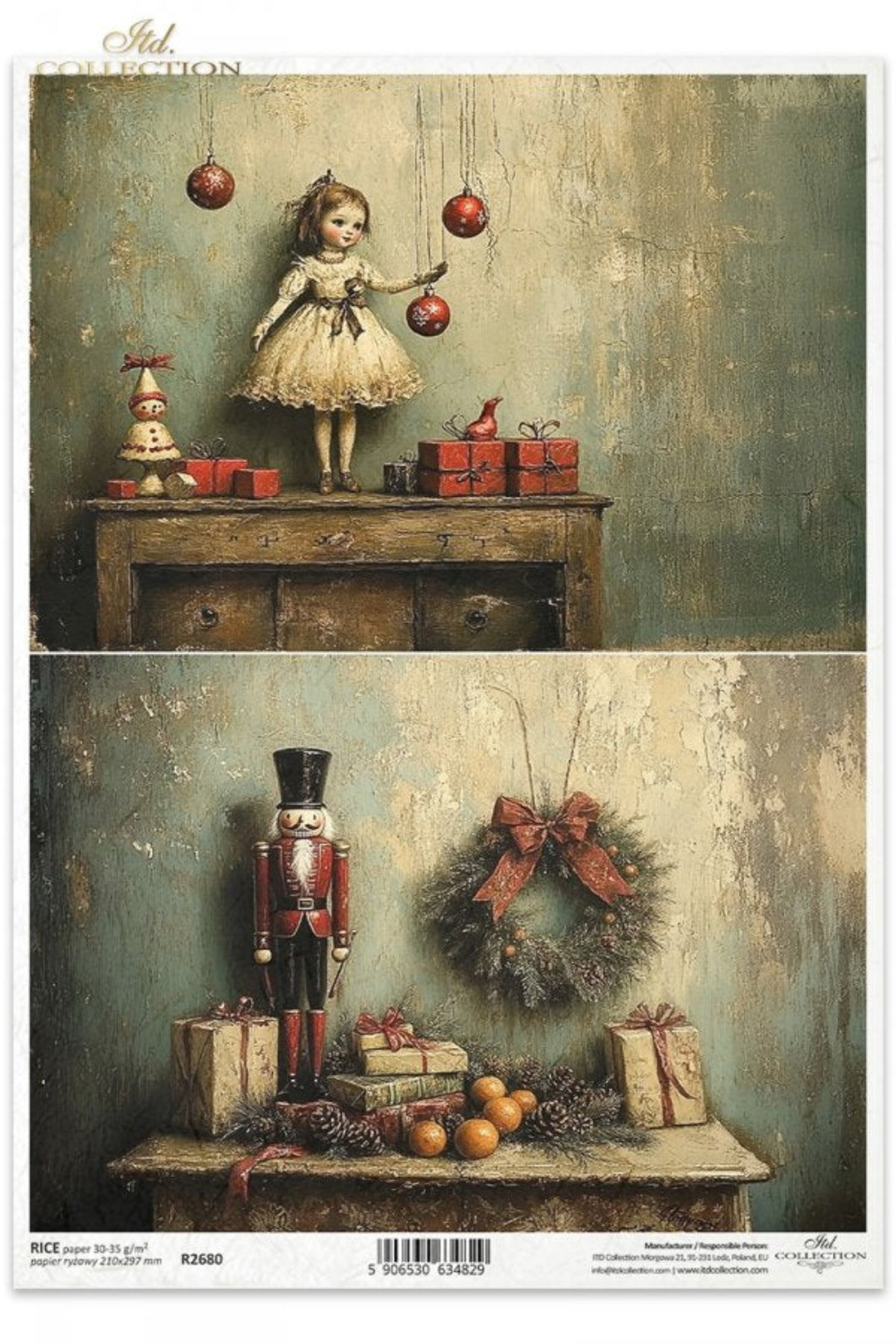 Winter's Tale Christmas Nutcracker Doll Rice Paper by ITD Collection