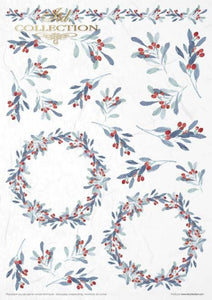Christmas In Blue Rice Paper Set by ITD Collection, RP025, Pack of 11 08