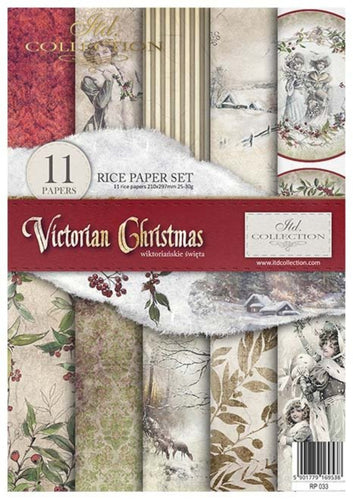 Victorian Christmas Rice Paper Set by ITD Collection, RP033, Pack of 11 