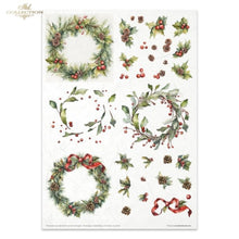 Load image into Gallery viewer, Winter Wreath Rice Paper Set by ITD Collection, RP073