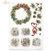 Load image into Gallery viewer, Winter Wreath Rice Paper Set by ITD Collection, RP073