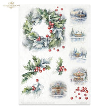Load image into Gallery viewer, Winter Wreath Rice Paper Set by ITD Collection, RP073