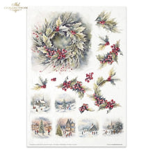 Load image into Gallery viewer, Winter Wreath Rice Paper Set by ITD Collection, RP073