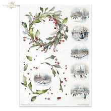 Load image into Gallery viewer, Winter Wreath Rice Paper Set by ITD Collection, RP073