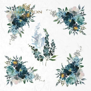 ITD Collection "Blue Watercolor Florals" Rice Paper Mini Set