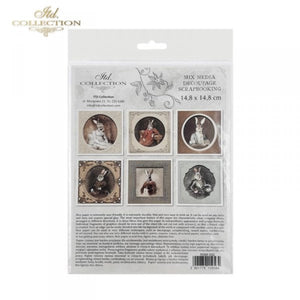 Bunny Portraits Rice Paper Mini Set by ITD Collection, RSM032, Pack of 6 Back