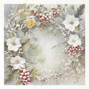 ITD Collection "Winter Floral Wreaths" Rice Paper Mini Set