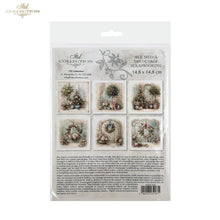 Load image into Gallery viewer, A packaged sheet of decorative scrapbooking papers from the 'Art Collection' by ITD Collection. The product is sealed in a clear plastic hanging sleeve, showing a printed card insert with six floral and botanical-themed paper designs and product details.