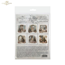 Load image into Gallery viewer, A packaged sheet of decorative scrapbooking paper from the 'Art Collection' by ITD Collection. The product is sealed in a clear plastic hanging sleeve, showing a printed front card with six sample floral window designs.