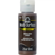 Load image into Gallery viewer, FolkArt Multi-Surface Satin acrylic paint bottle in Real Brown on a white background