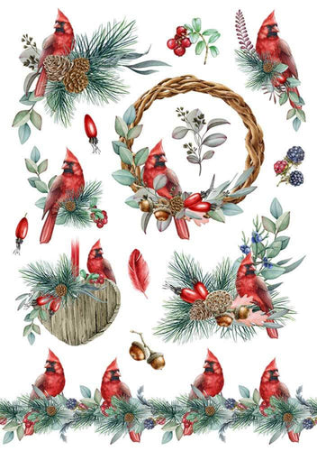 Red Cardinal Rice Paper by European Excellency, Christmas Cardinals