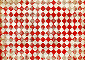 Red and White Harlequin Pattern Rice Paper by Reba Rose Creations