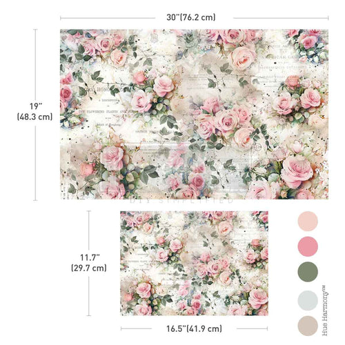 Rosy Reverie Double Delight Decoupage Fiber Paper Set by Redesign with Prima