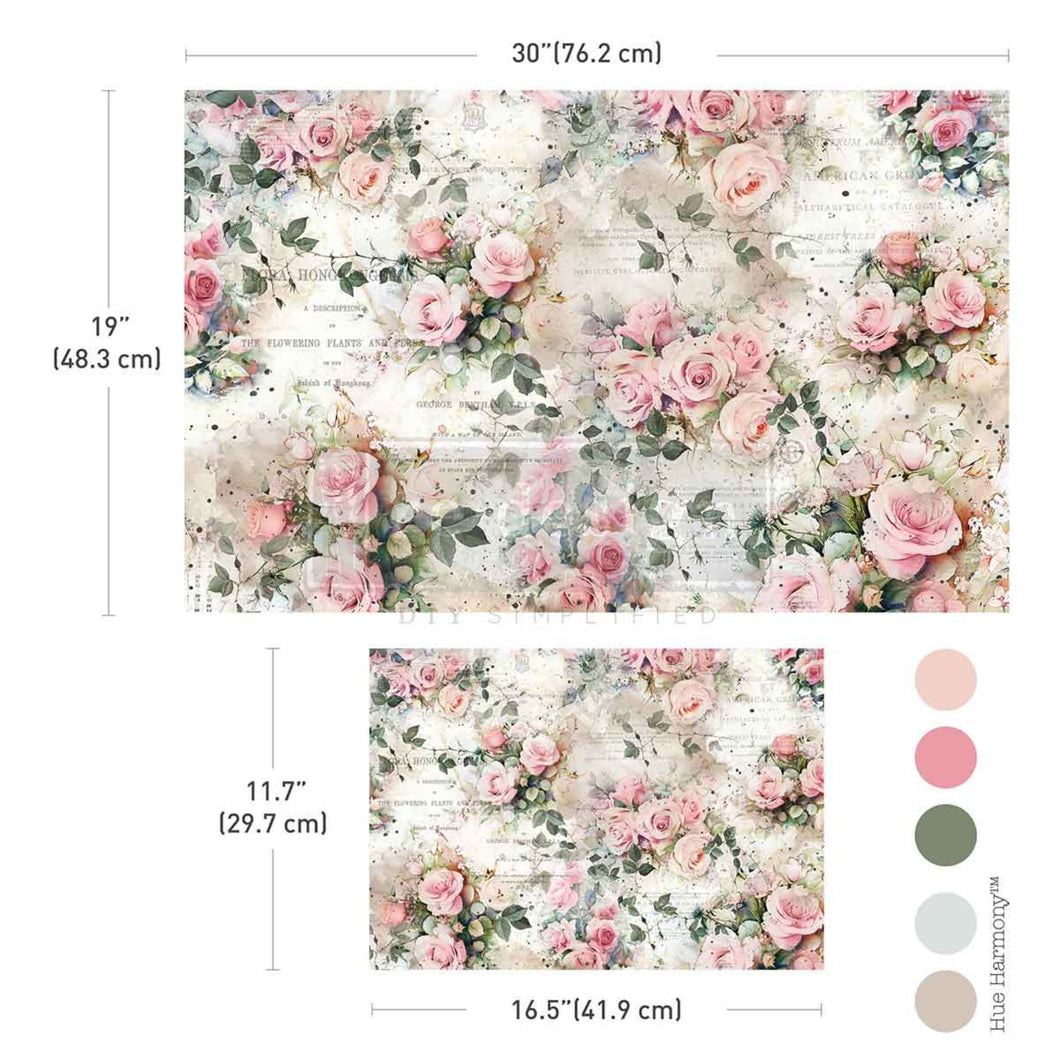 Rosy Reverie Double Delight Decoupage Fiber Paper Set by Redesign with Prima