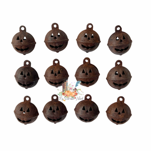 12 Rusty Halloween Pumpkin Jingle Bells, Sealed, Cleaned 