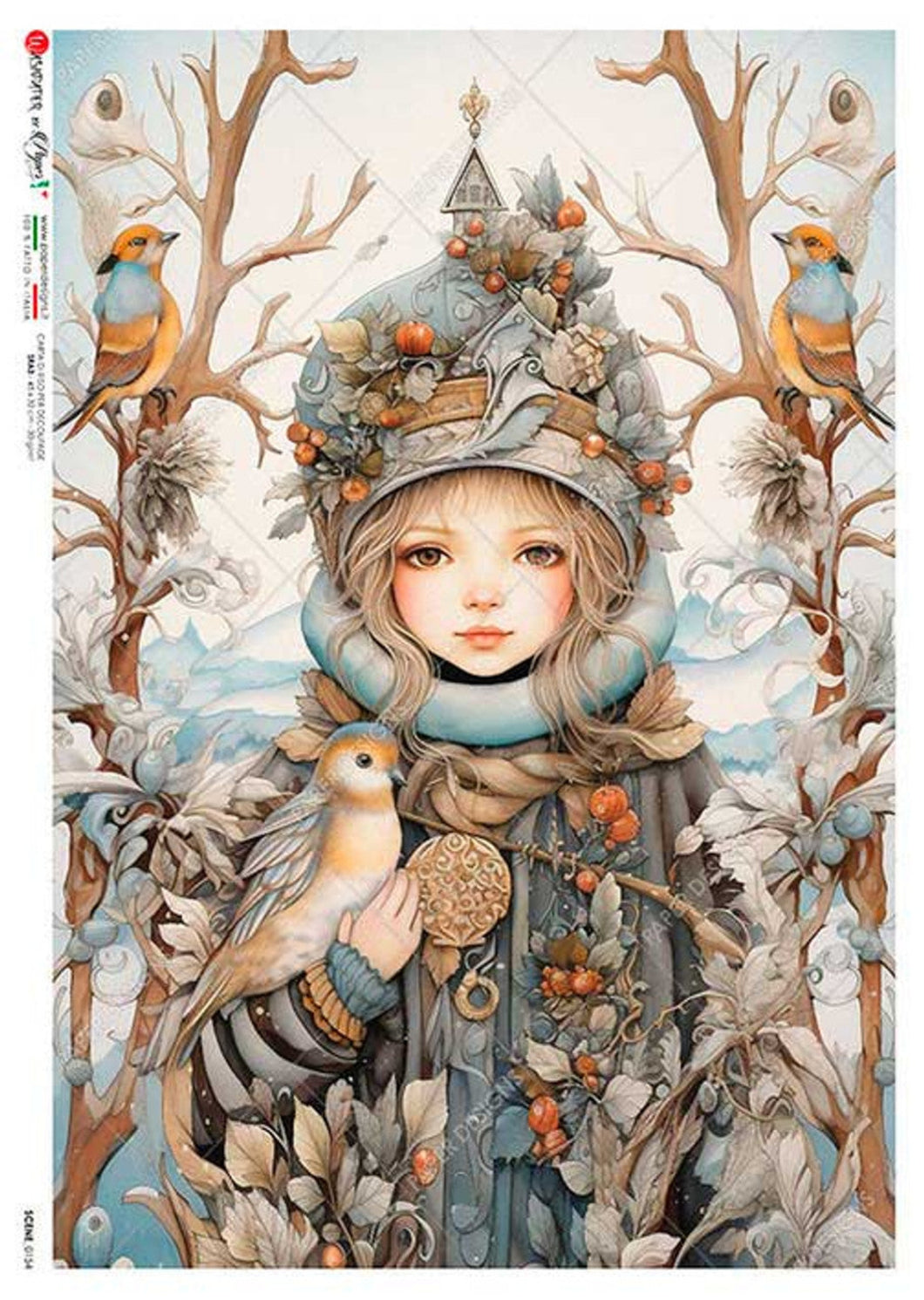 Scene 0154 by Paper Designs Washipaper, Girl in the Woods with Forest Friends