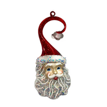 Load image into Gallery viewer, Santa Claus Curl Hat Glass Ornament Red