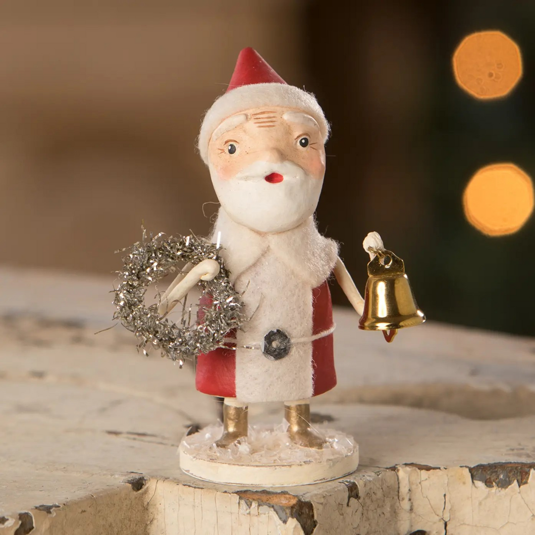 Bethany Lowe Santa with Wreath & Bell