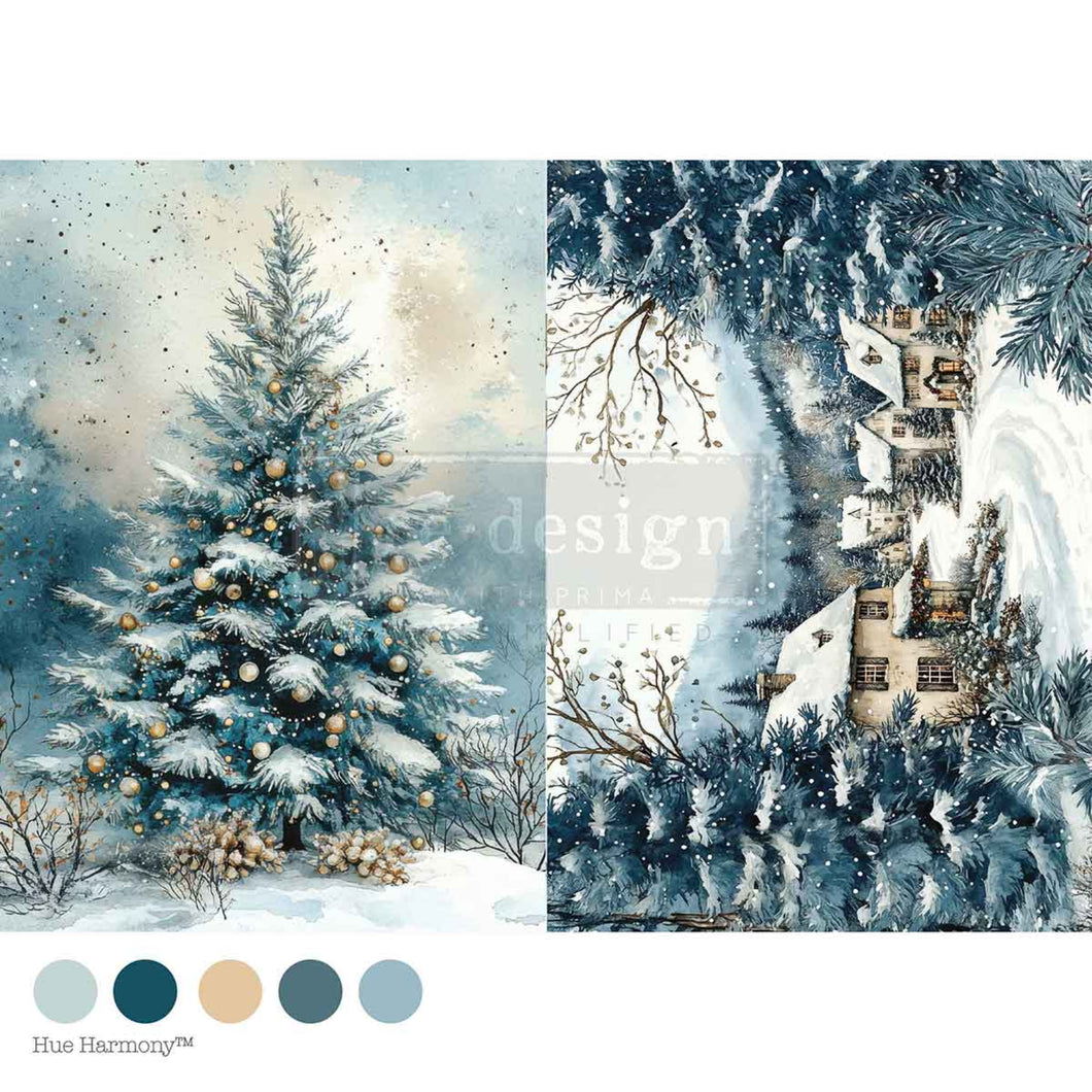 Silent Night Sparkle Decoupage Fiber Paper by Redesign with Prima