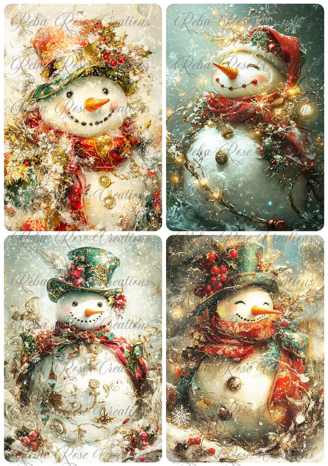 Silly Snowman Rice Paper by Reba Rose Creations