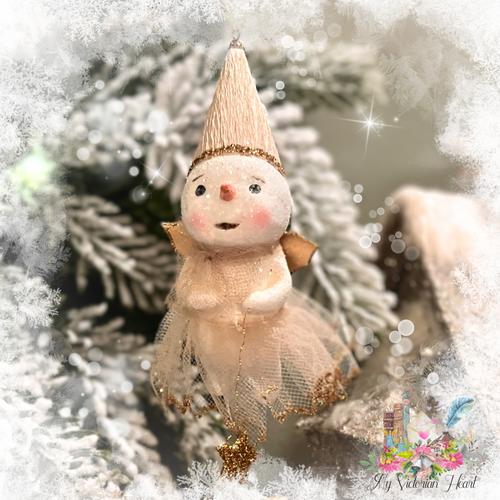 Snow Angel Ornament with Gold Star and Tulle Tutu by Bethany Lowe Designs