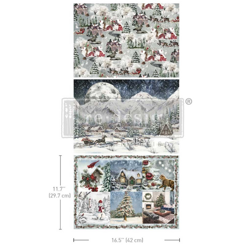 Redesign with Prima Decoupage Fiber Pack Snowfall Splendor