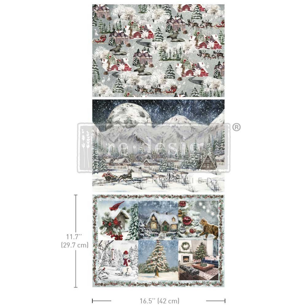 Redesign with Prima Decoupage Fiber Pack Snowfall Splendor