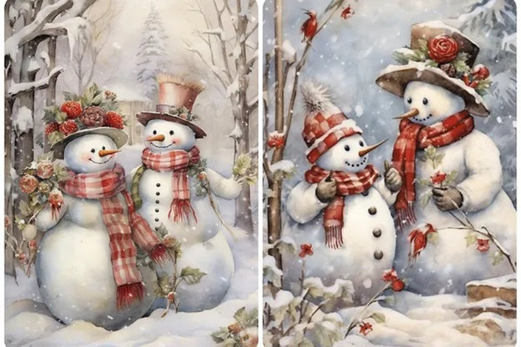 Christmas Design Rice Paper Retro Vintage Snowman Decoupage