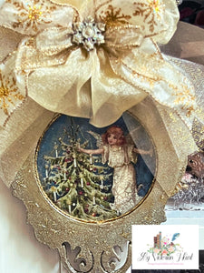 Starry Cherub Snowflake Ornament Close up View