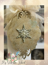 Load image into Gallery viewer, Back of Starry Christmas Cherub and Snowflake Ornament