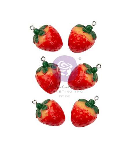 Strawberry Milkshake Metal Charms 6 Pcs