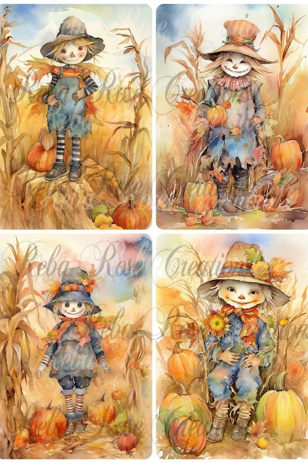 Sweet Scarecrows Rice Paper by Reba Rose Creations
