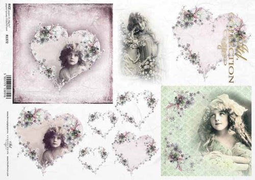 Sweet Angel Hearts Rice Paper by ITD Collection, R1372, A4