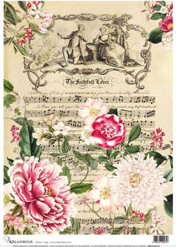 The Faithful Lover Floral Symphony Rice Paper by Calambour Italy TT128