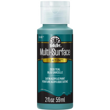 Load image into Gallery viewer, FolkArt Multi-Surface Satin acrylic paint bottle in teal color on a white background