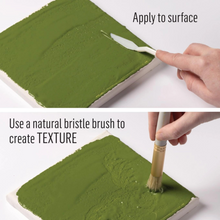 Load image into Gallery viewer, Green paint being applied to a surface with a brush, demonstrating texture creation.