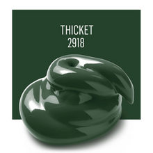 Load image into Gallery viewer, Green ceramic sculpture with 'Thicket 2918' text on a dark green background