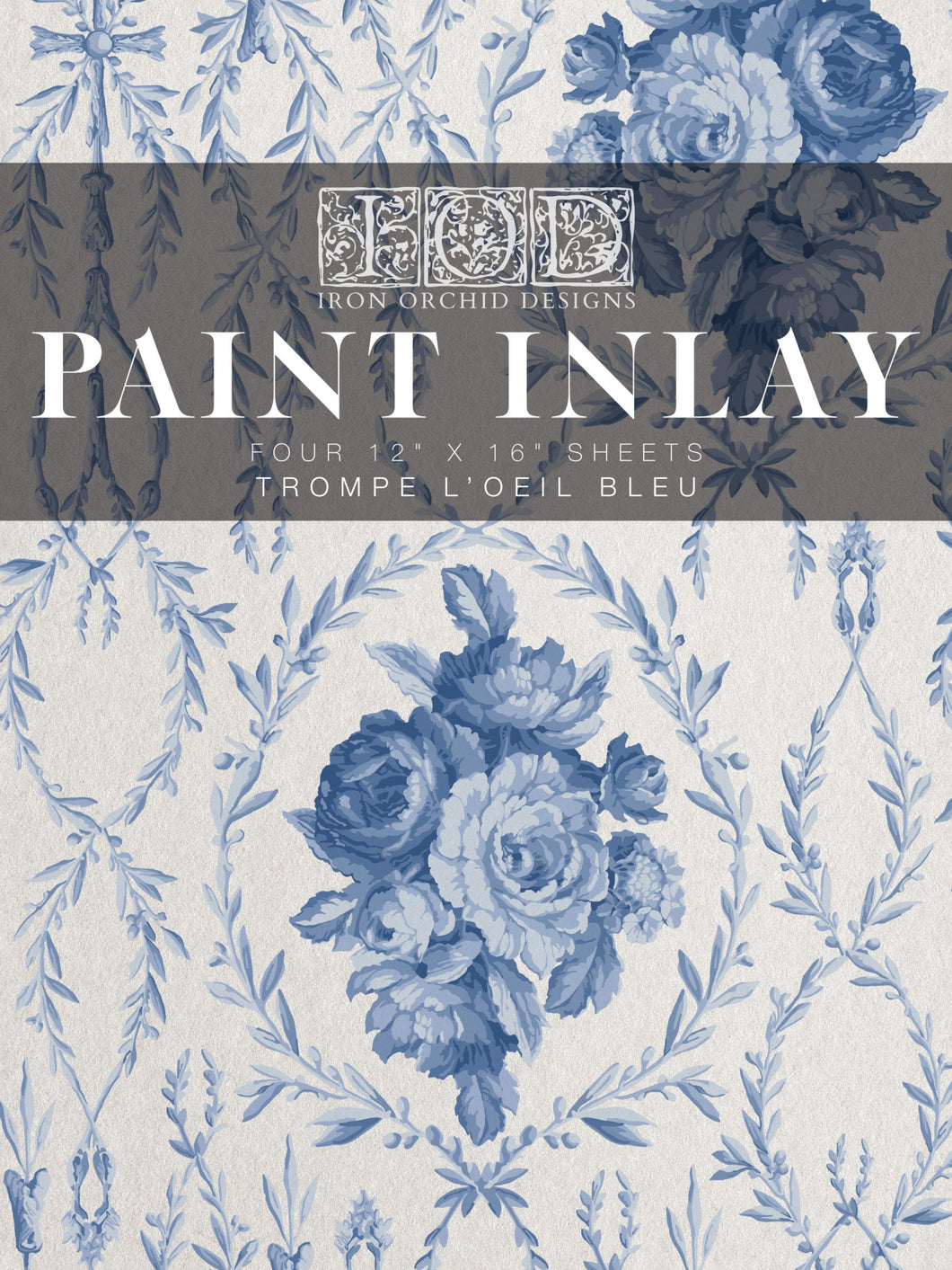 Trompe L'oeil Bleu Paint Inlay by IOD, Iron Orchid Designs