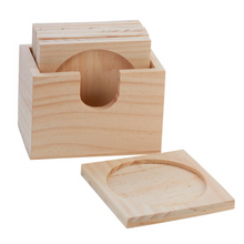 Load image into Gallery viewer, Unfinished Wood Coasters and Caddy Set