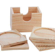Load image into Gallery viewer, Unfinished Wood Coasters and Caddy Set