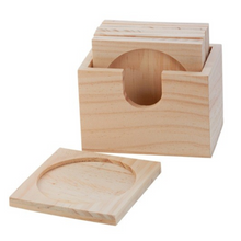 Load image into Gallery viewer, Unfinished Wood Coasters and Caddy Set