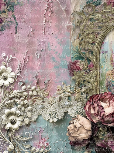 Mother Daughter Portrait Side 1 Rice Paper by Reba Rose Creations