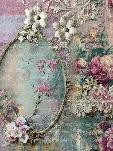 Mother Daughter Portrait Side 2 Rice Paper by Reba Rose Creations