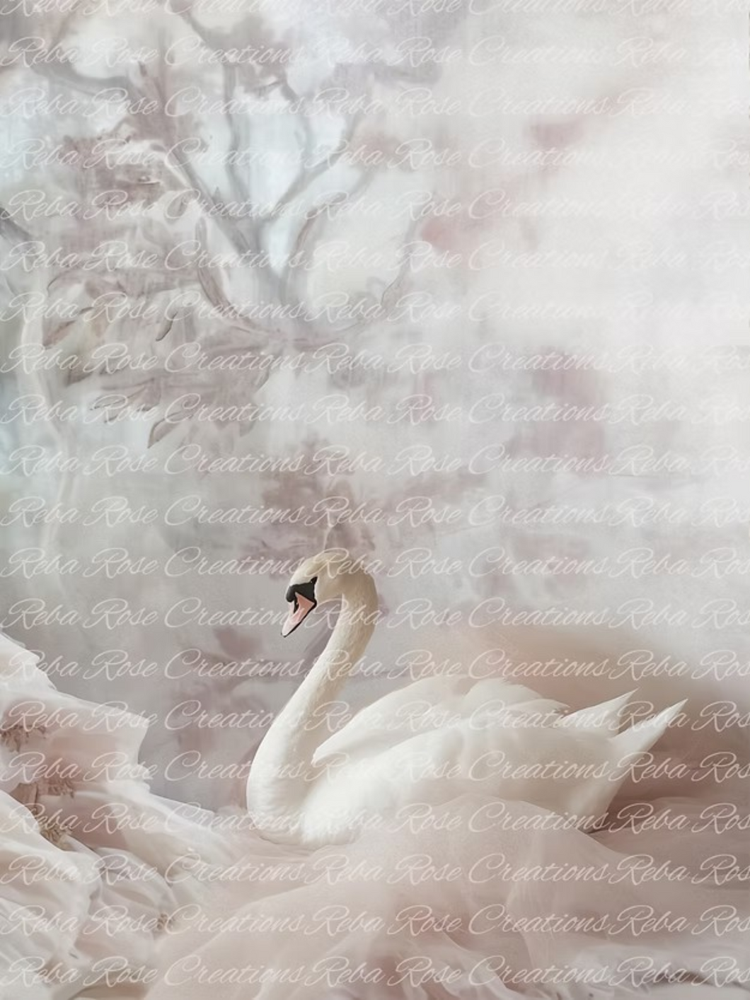 Feathers & Tulle Swan Rice Paper by Reba Rose Creations