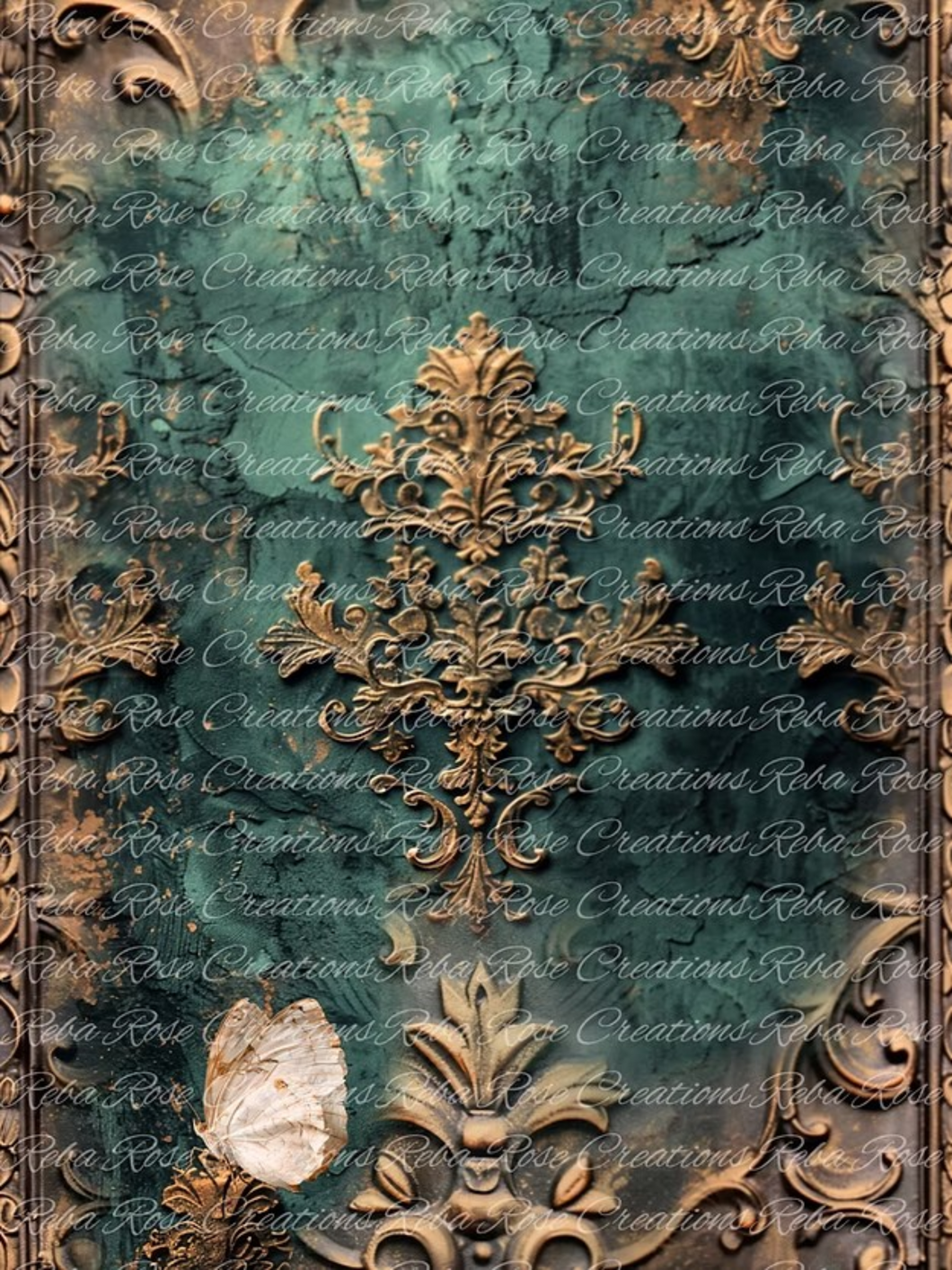 Edwardian Damask Rice Paper by Reba Rose Creations