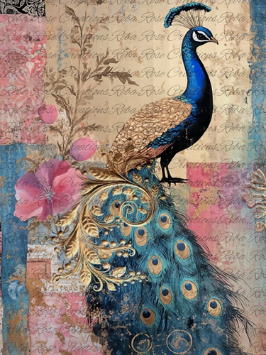 Vibrant Rococo Portrait Rice Paper by Reba Rose Creations