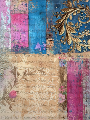 Vibrant Rococo Pattern Rice Paper by Reba Rose Creations